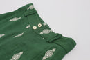Vintage Zara Green Linen Wide-Leg Pants – White Embroidery | Size XS-2