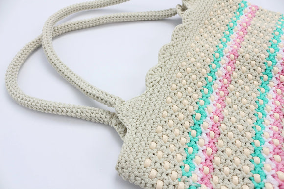 Handcrafted Beaded Crochet Bag – Artisanal Texture | One Size