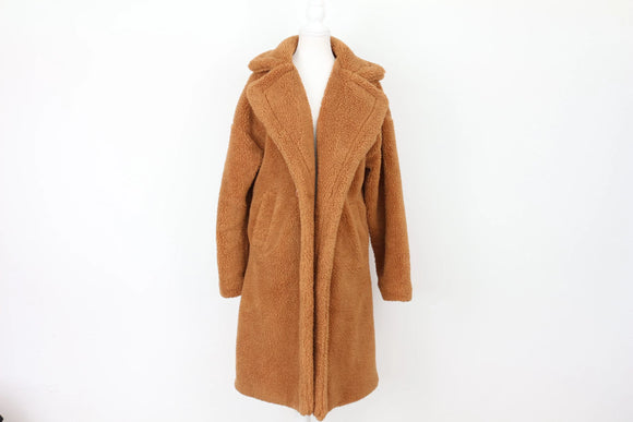 Camel Teddy Bear Midi Coat – S