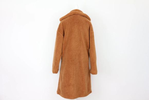 Camel Teddy Bear Midi Coat – S