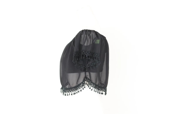 Black Chiffon Off-the-Shoulder Crop Top – XS
