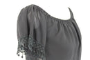 Black Chiffon Off-the-Shoulder Crop Top – XS-5