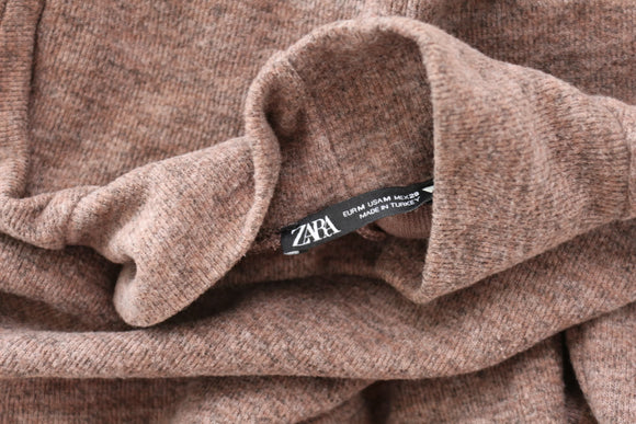 Zara Brown Knitted Turtleneck Sweater Dress – M
