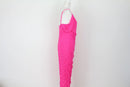 Hot Pink Ruched Spaghetti Strap Midi Dress – L-2