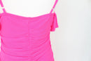 Hot Pink Ruched Spaghetti Strap Midi Dress – L-4