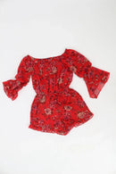 Red Floral Off-the-Shoulder Jumpsuit – S-1
