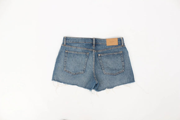 Blue Denim Frayed Hem Cut-Off Shorts – Size 38