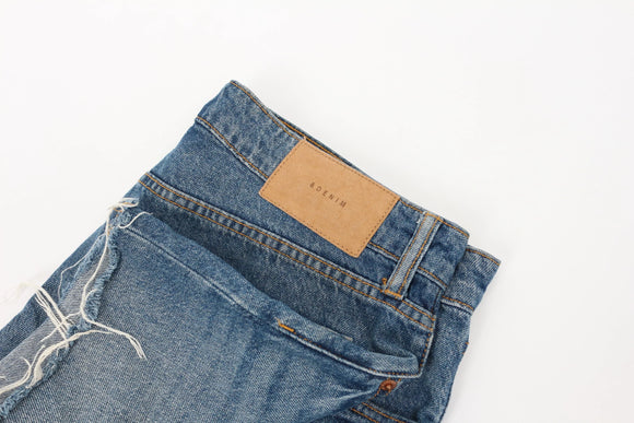 Blue Denim Frayed Hem Cut-Off Shorts – Size 38