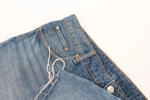 Blue Denim Frayed Hem Cut-Off Shorts – Size 38
