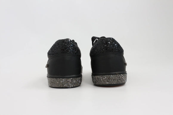 Miss Black Glitter & Rhinestone Sole Sneakers – UK 7