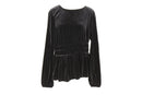 Ginger Mary Black Velvet Long-Sleeve Blouse – Luxurious & Sophisticated | Size 40 | Brand New-1