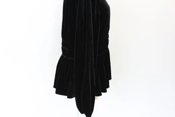 Ginger Mary Black Velvet Long-Sleeve Blouse – Luxurious & Sophisticated | Size 40 | Brand New