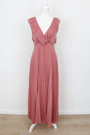 YDE Elegant Pink Pleated Chiffon Maxi Dress – Occasion Wear | Size M | Brand New-2