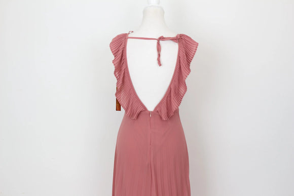 YDE Elegant Pink Pleated Chiffon Maxi Dress – Occasion Wear | Size M | Brand New