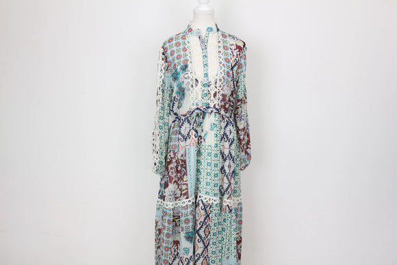YDE Bohemian Long-Sleeve Chiffon Dress – Flowing & Lightweight | Size M | Brand New