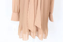 YDE Elegant Tan Pleated Chiffon Long-Sleeve Dress – Flowing & Versatile | Size M | Brand New-3
