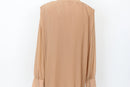 YDE Elegant Tan Pleated Chiffon Long-Sleeve Dress – Flowing & Versatile | Size M | Brand New-5