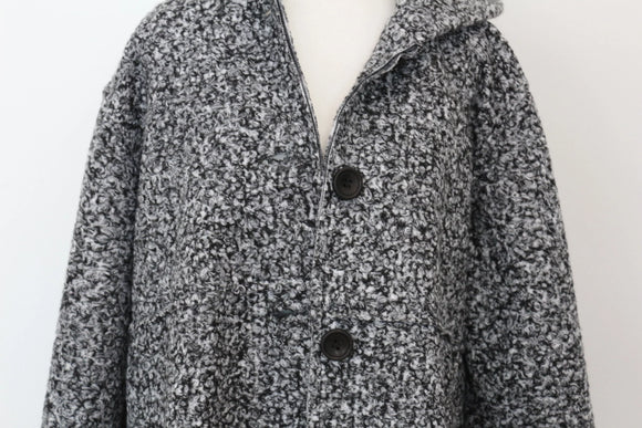 YDE Black & White Teddy Bear Jacket – Hooded with Pockets | Size M | Brand New