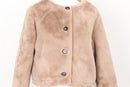 YDE Luxe Brown Faux Fur Cropped Button-Down Jacket – Statement Outerwear | Size M | Brand New-2