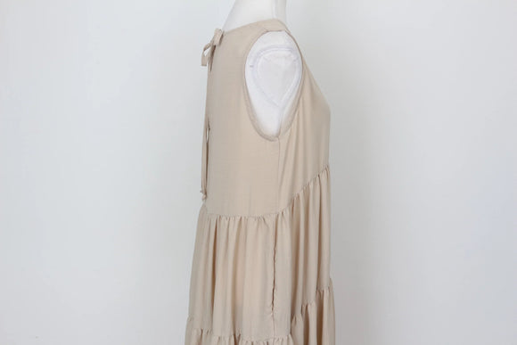 YDE Elegant Beige Trapeze Maxi Dress – Relaxed Flattering Fit | Size S | Brand New