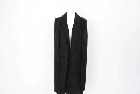 YDE Black Midi Shoulder Throw-Over Coat – Structured & Contemporary | Size M | Brand New