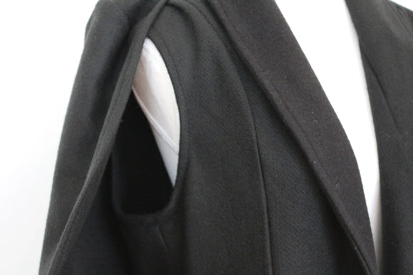 YDE Black Midi Shoulder Throw-Over Coat – Structured & Contemporary | Size M | Brand New