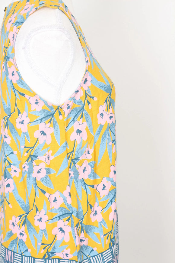 Old Khaki Vintage Yellow & Pink Floral Blouse – Retro Charm | Size 10