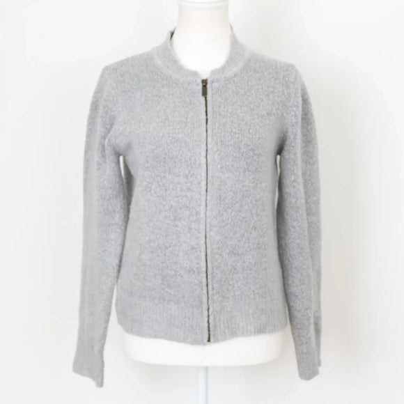 Woolies Classic Grey Zip-Up Jersey – Soft Knit Everyday Layer | Size M | Pre-Loved