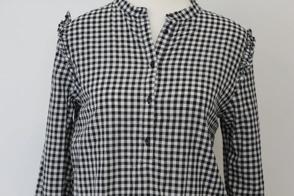 H&M Classic Black & White Gingham Shirt – Timeless Button-Up | Size 8 | Pre-Loved