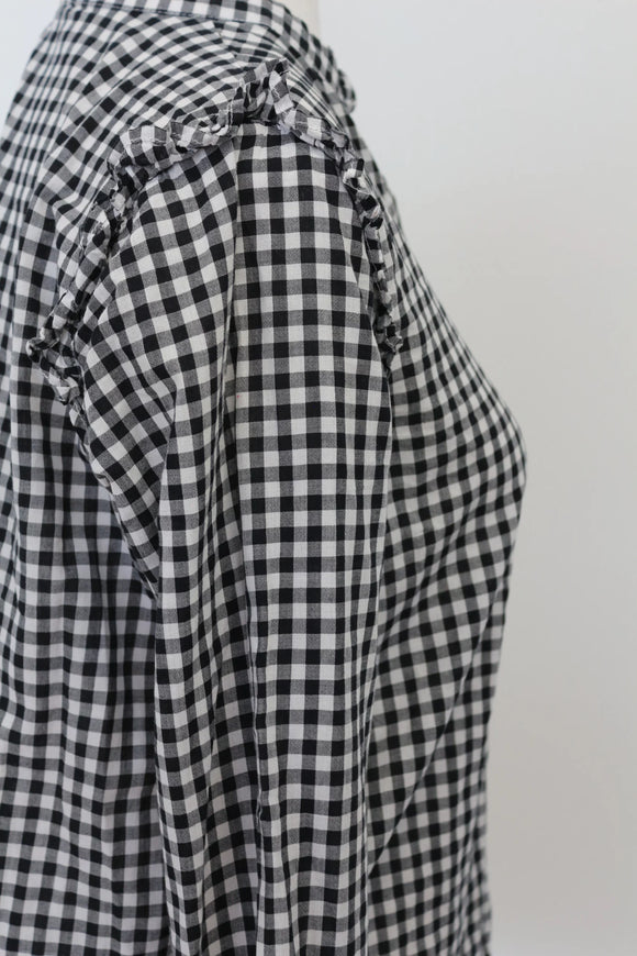 H&M Classic Black & White Gingham Shirt – Timeless Button-Up | Size 8 | Pre-Loved