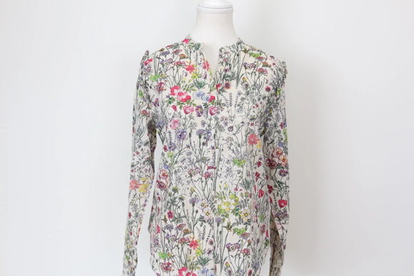 H&M Crisp White Floral Shirt – Lightweight Versatile Everyday Top | Size 8 | Pre-Loved