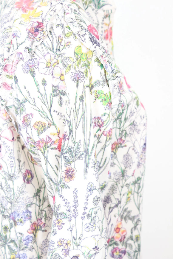 H&M Crisp White Floral Shirt – Lightweight Versatile Everyday Top | Size 8 | Pre-Loved