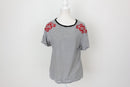 Woolies Classic Black & White Stripe T-Shirt – Charming Red Embroidery Detail | Size S | Pre-Loved-3