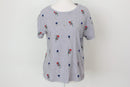 Woolies Vintage Grey T-Shirt – Delicate Embroidered Flower Detail | Size S | Pre-Loved-4