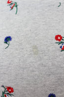 Woolies Vintage Grey T-Shirt – Delicate Embroidered Flower Detail | Size S | Pre-Loved-2