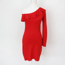 H&M Striking Red Bodycon One-Sleeve Dress – Bold Asymmetric Night Out | Size 8 | Brand New-1