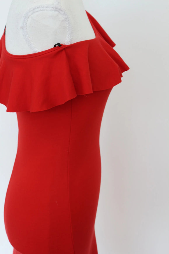 H&M Striking Red Bodycon One-Sleeve Dress – Bold Asymmetric Night Out | Size 8 | Brand New