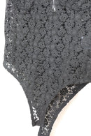 Vintage Black Crochet Bodysuit – Bold Statement Layering Piece | Size M | Pre-Loved-2