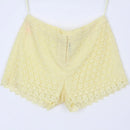 Woolies Vintage Yellow Crochet Shorts – Lightweight Breathable Summer Bottoms | Size 10 | Pre-Loved-1