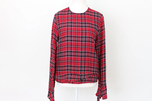 Woolies Vintage Plaid Winter Blouse – Classic Checked Timeless Layer | Size 10 | Pre-Loved