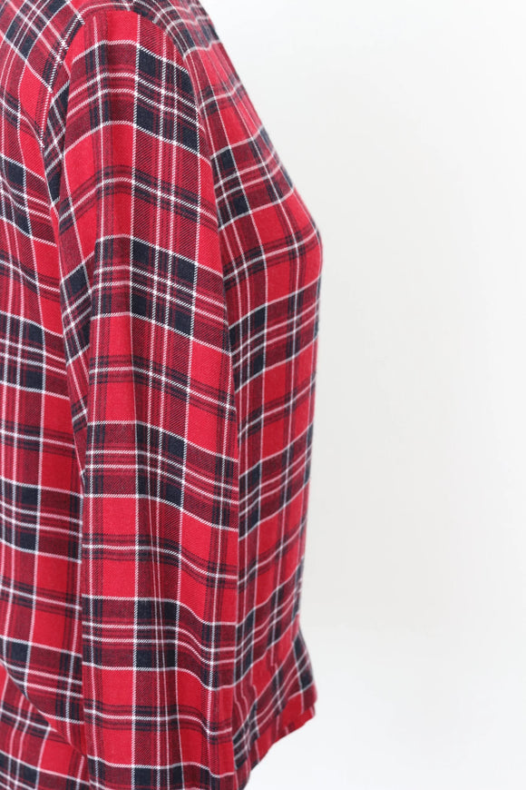 Woolies Vintage Plaid Winter Blouse – Classic Checked Timeless Layer | Size 10 | Pre-Loved