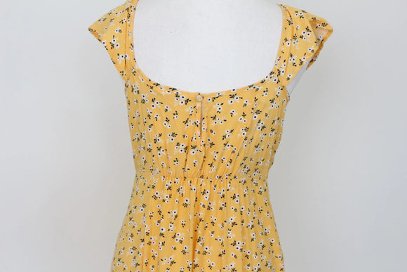Refinery Fresh Yellow Floral Mini Dress – Lightweight Versatile Summer Style | Size 10 | Brand New