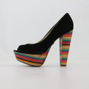 Luella Black Suede & Rainbow Open-Toe Heels – Size 4-1