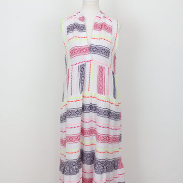 YDE White Trapeze Dress with Neon Stitching – Size M