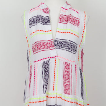 YDE White Trapeze Dress with Neon Stitching – Size M - 0