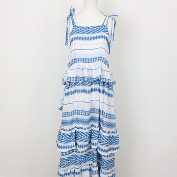 YDE White & Blue Trapeze Maxi Dress | Size M