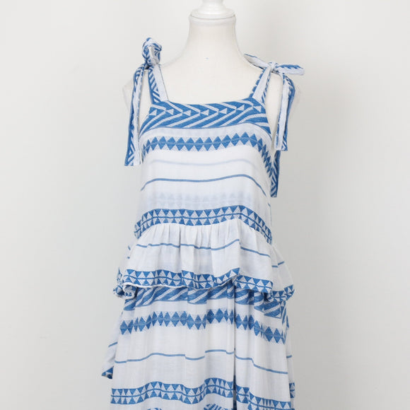 YDE White & Blue Trapeze Maxi Dress | Size M