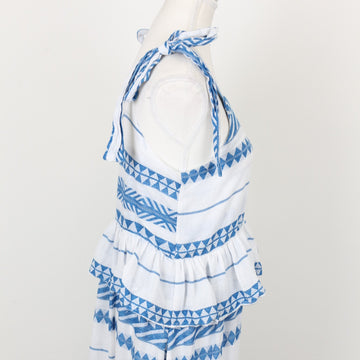 YDE White & Blue Trapeze Maxi Dress | Size M - 0