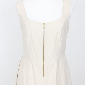 YDE Cream Midi Dress with Gold Zip | Size M - 0