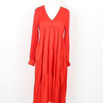YDE Bright Red Satin Trapeze Dress | Size M